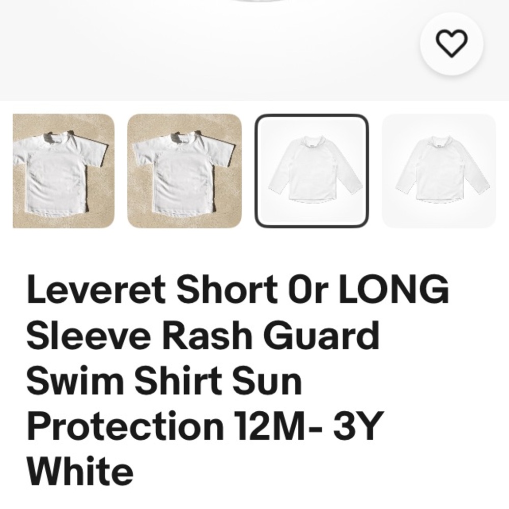 Rash Guard Swim Shirt Leveret White Shirt for 12M,18-24M-2T, 3T New